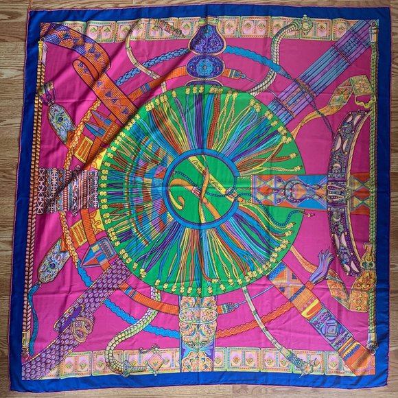 Hermès Multicolor Ceintures Et Liens Silk Scarf - XL - Picture 1 of 4
